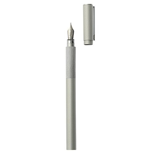 MUJI Aluminum Body Fountain Pen - Fine Nib - with 2 Refill Ink Cartridge