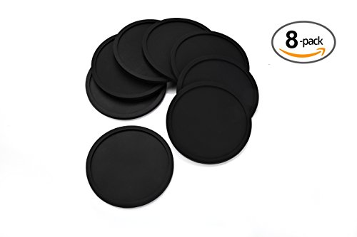 KUCHANG Rubber Silicone Drink Coasters (Set of 8 Pieces), Black