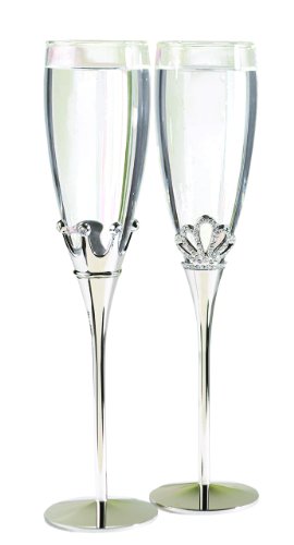Hortense B. Hewitt Wedding Accessories Champagne Toasting Flutes, King and Queen, Set of 2