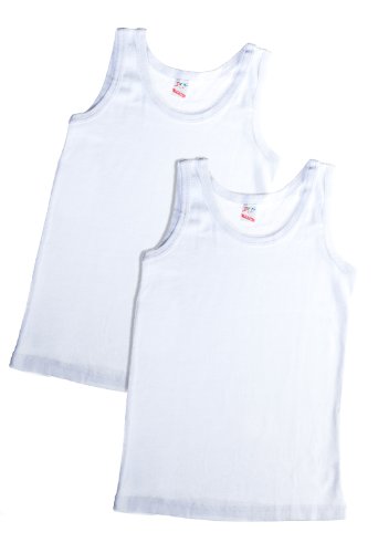 Kids By Brix Toddler and Boys White Ultra Comfort Turkish 100% Cotton Tank Tops. 2 pk