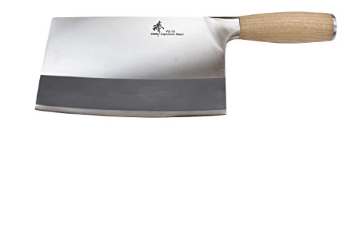 ZHEN Japanese VG-10 3-Layer Forged Heavy-Duty Cleaver Chopping Chef Butcher Knife (Bone Chopper), 8, Silver