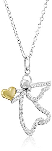 Hallmark Jewelry Faith & Inspiration Two-tone Sterling Silver Cubic Zirconia Angel Pendant Necklace, 18