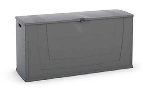 BIG Grey Plastic Garden Patio Storage Chest Outdoor Garage Cabinet Cushion Box Padlockable and Weatherproof! An Economical Locker for storage, Quick Easy Assembly in Minutes!