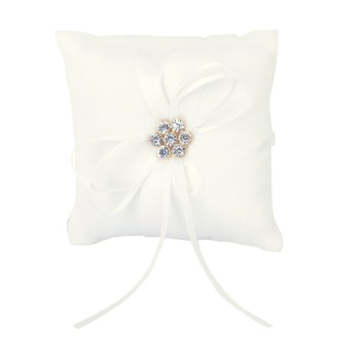 Flower Wedding Party Pocket Ring Pillow Cushion Ivory