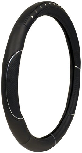 Custom Accessories 38465 Black Molded Steering Wheel Cover with Soft Grip and Jewels