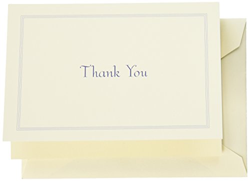 Crane & Co. Regent Blue Triple Hairline Thank You Note (CT1422), Pack of 10