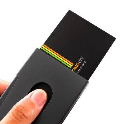 Thumb Sliding Slider Slide Business Credit Name Card Case Holder Wallet Black / Red