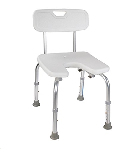 MedMobile U-shape Aluminum Shower Chair with Back Support, Hygienic Pericut and Adjustable Legs