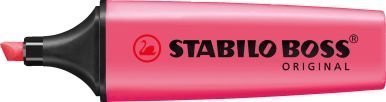 Pack of 3 Pink Stabilo Boss Highlighters Fluorescent Colours Water-Based Ink