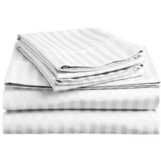 300 Thread Count 100% Cotton Dobby Stripe Sheet Set- Assorted Colors/sizes (Twin, White)