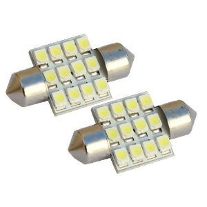 31mm Festoon 12 LEDs SMD LED Bulb White for 3022 DE3022 3175 DE3175 (A Pair)