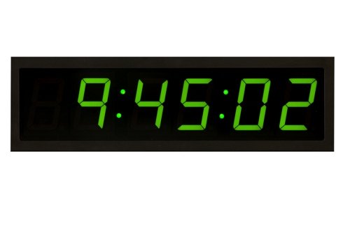 Time Machines Precision Digital POE Clock 2.5 x 6 Green Digits, Black Case