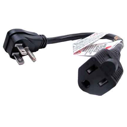 SF Cable 1-Feet 16 AWG Outlet Saver Power Extension Cord NEMA 5-15R to NEMA 5-15P Wall Side Right Angle