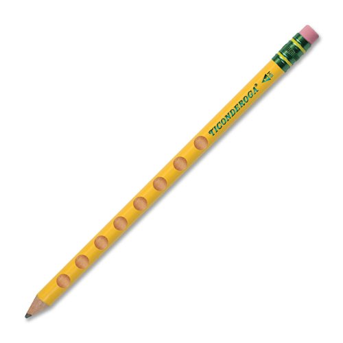 Dixon Ticonderoga Groove Triangular Woodcase Pencils, No. 2 HB, Pack of 10, Yellow (13058)