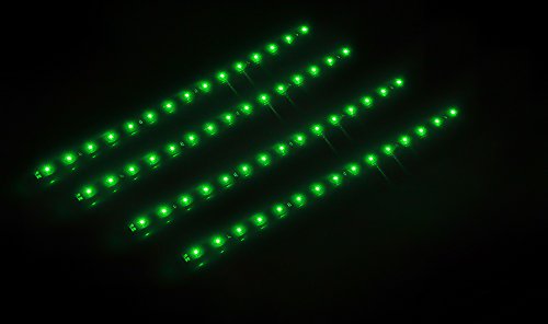 Zone Tech 30cm LED Car Flexible Waterproof Light Strip GREEN (pack of 4)