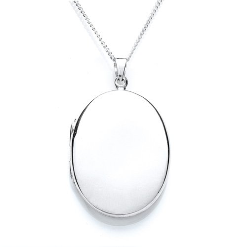 Tower Jewellery Plain Large Oval Shaped Locket on Chain of Length 46 cm