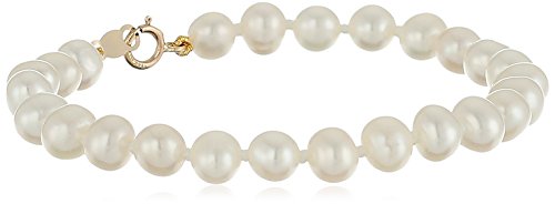 14k Yellow Gold Baby Freshwater Cultured Pearl (4.5-5 mm) Bracelet, 5
