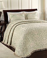 Lamont Limited All Over Brocade Bedspread, Queen, Sage