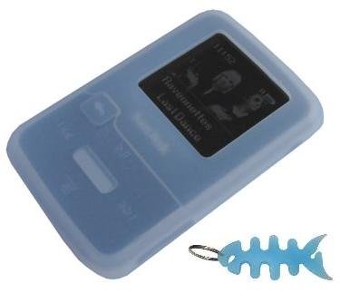 HappyZone - Silicone Skin Case,Fishbone Style Keychain for SanDisk Sansa Clip Zip -4 GB / 8GB MP3 Player-Clear/White
