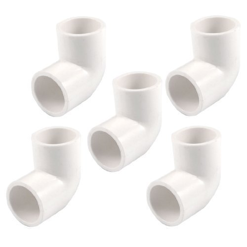 5 Pieces 20mm Dia 90 Angle Degree Elbow PVC Pipe Fittings Adapter Connector White