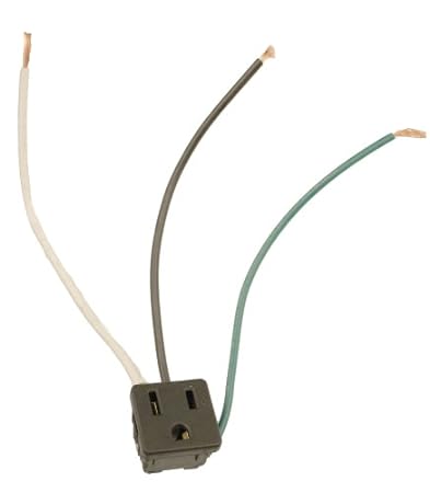 Leviton 1374-1 15 Amp, 125 Volt, NEMA 5-15R, 2P, 3W, Snap-In Receptacle, Straight Blade, Grounding, Leads 14GA 6 Inch Long Wired, Black