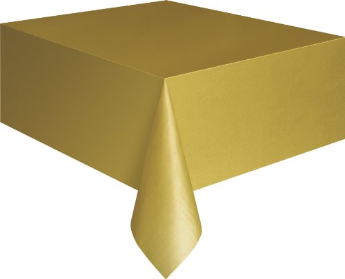Gold Plastic Table Cover 54'' x 108'' Rectangle
