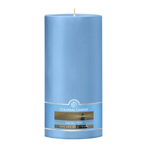 Colonial Candle Harbor Mist 3-Inch by 6-Inch Smooth Pillar