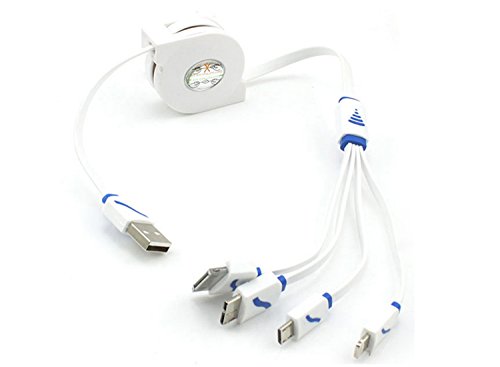 USB Cable,Miclech Retractable 4 in 1 Multifunctional Universal USB Charger Cable for iPhone, Android,MP3,MP4.