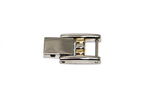 TWO TONE STAINLESS STEEL FOLD OVER CLASP WOMENS WATCH BRACELET EXTENDER LINK