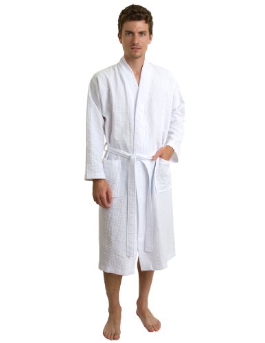 TowelSelections Men's Waffle Bathrobe Kimono Spa Robe Made in Turkey