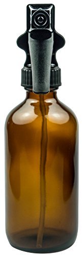 Empty Amber Glass Spray Bottle - 8 oz Refillable Container is Perfect for Essential Oils, Cleaning Products, Homemade Cleaners, Aromatherapy, Organic Beauty Treatments, and Cooking in the Kitchen - Durable Black Trigger Sprayer w/ Mist and Stream Nozzle Settings