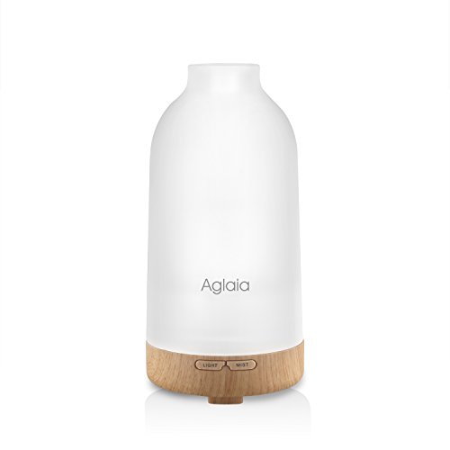 Aglaia 100ml Aromatherapy Essential Oil Diffuser Ultrasonic with Color Lights Changing and Waterless Auto Shut-off Function ( BE-A4 Glass)