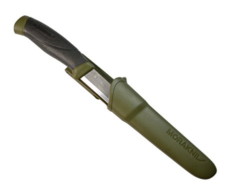 Morakniv Companion Fixed Blade Outdoor Knife with Sandvik Carbon Steel Blade, Military Green, 4.1-Inch