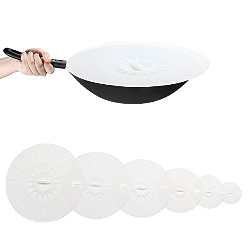 Silicone Lids 14 '' Set of 6 LFGB 100% Food Grade Premium Food Grade Cup Pot Can Bowl Covers Microwave Covers Pan Covers Skillet Pan Lids Super Kitchen