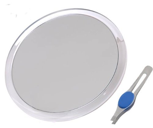 DBTech Large 8 Suction Cup 5X Magnifying Mirror with Precision Tweezers