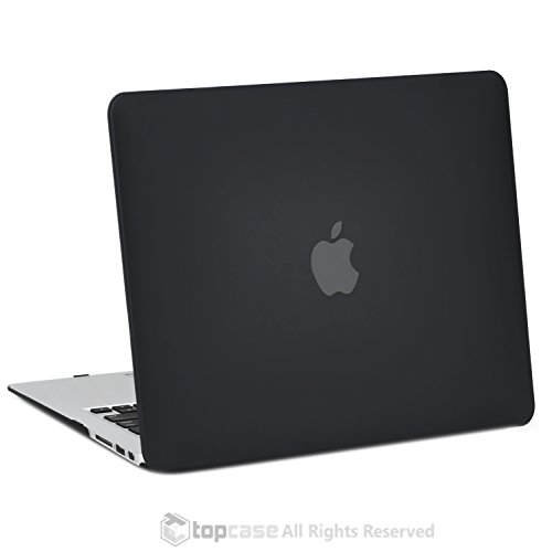 TopCase Rubberized Black Hard Case Cover for Macbook Air 13 (A1369 and A1466) with TopCase Mouse Pad