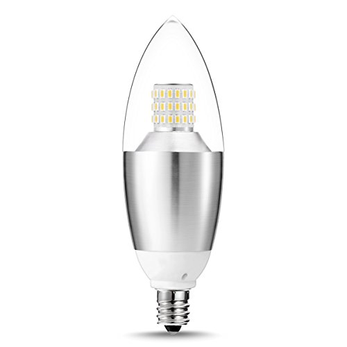 LOHAS® 7Watt B35 Dimmable LED Candelabra Light Bulbs, Daylight White 5000K, 60-65 Watt Equivalent, E12 Base LED Torpedo Candle Bulb, 120v, 600lm LED Bulbs for Chandelier Light