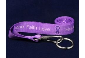 Purple Ribbon Lanyard- Hope, Faith, Love (Retail)