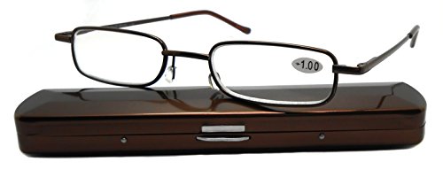Reading Glasses 2 Pair Black and Gold Readers Metal Lightweight Compact Unisex Glasses for Reading Slim Case Included