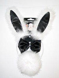Hen Party Bunny Set - Ears, Bowtie and Tail (Black)