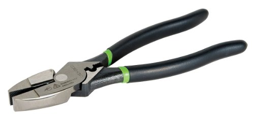 Greenlee 0151-09CD Side Cut Pliers With Crimper, High Leverage, Dipped Grip, 9