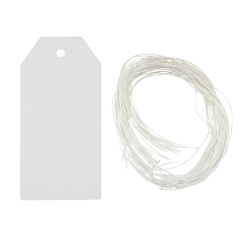 Wrapables 50 Gift Tags/Kraft Hang Tags with Free Cut Strings for Gifts Crafts and Price Tags, White Original Tag
