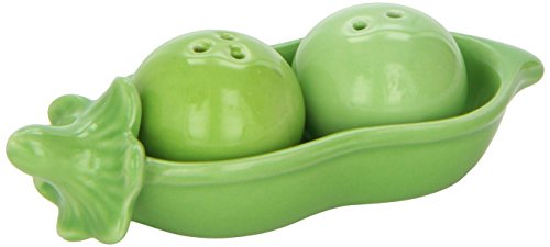 Kate Aspen Two Peas in a Pod Ceramic Salt and Pepper Shakers in Ivy Print Gift Box