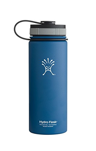 Hydro Flask Insulated Stainless Steel Water Bottle, Wide Mouth, 18-Ounce, Everest Blue