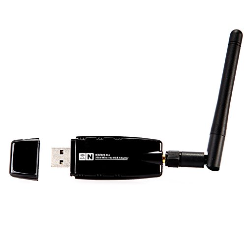 ASIBT USB WIFI Adapter- 802.11N Wireless Internet Dongle for PC + Mac , Including 300M outer demountable SMA 2dBi antenna, Black