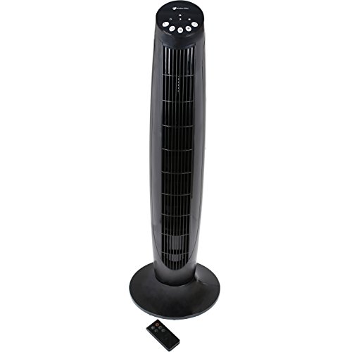 Avalon 36 Inch Oscillating Tower Fan with Remote and Timer, Black