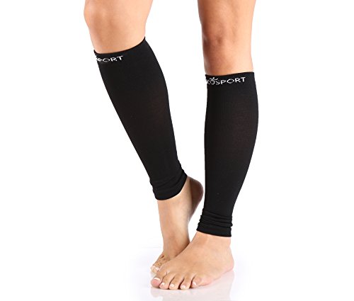Compression Sleeve - Calf and Shin Splints Support - Best for Man and Women With Guard Leg Compression Design - Black 1 Pair
