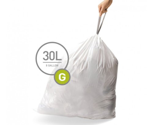 simplehuman BULK VALUE PACK Code G Custom Fit Trash Can Liner 30 L / 8 Gallon, 200 Pack
