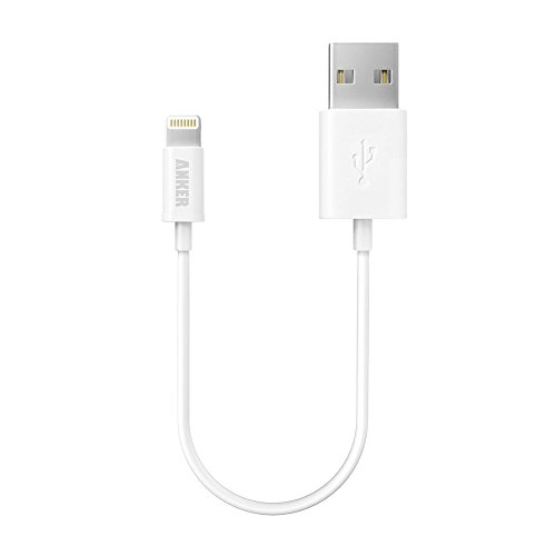 iPhone Lightning Cable [Apple MFi Certified] Anker® 1ft / 0.3m Extra Short Tangle-Free Lightning to USB Cable with Ultra Compact Connector Head for iPhone 6, iPhone 6 Plus, iPod and iPad (White)