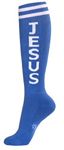 Jesus Socks - Sky Blue and White Unisex Knee High Socks
